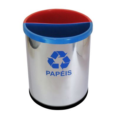 LIXEIRA MIX INOX COM 2 DIVISOES PLASTICAS.